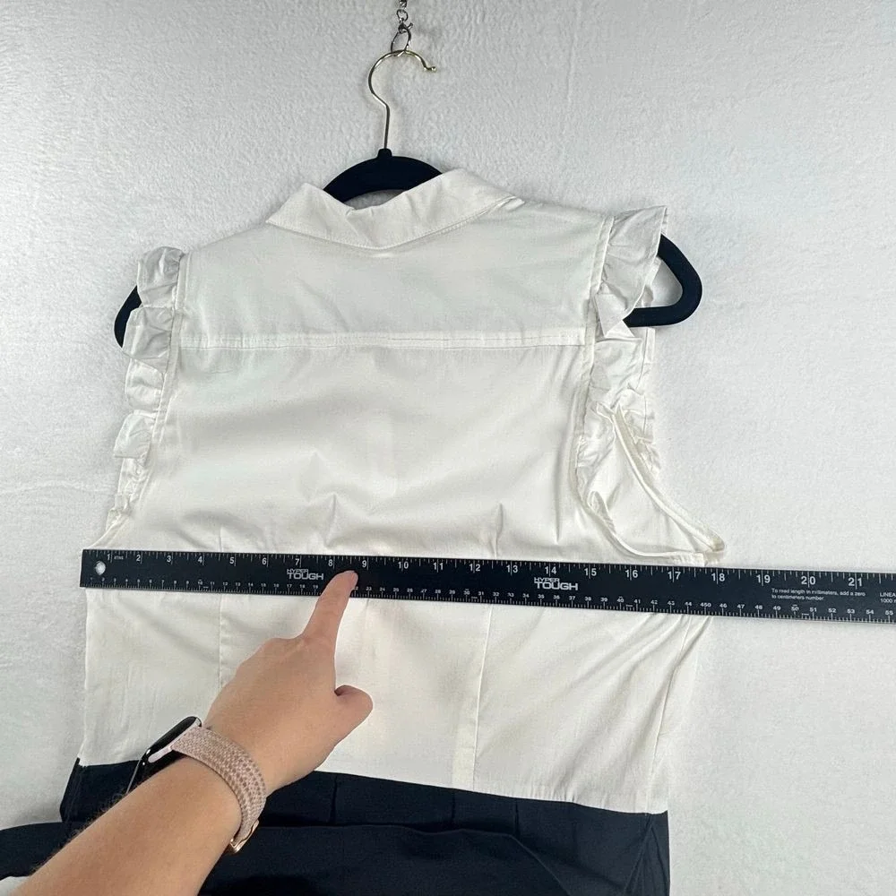 Tommy Hilfiger Dress Color Block Tie Waist Ruffle Buttons Academia Preppy 10 - Picture 12 of 12